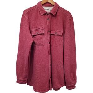 PACT Full Snap Organic Cotton Long Sleeve Shirt Shacket Men's XL in Heather Red-